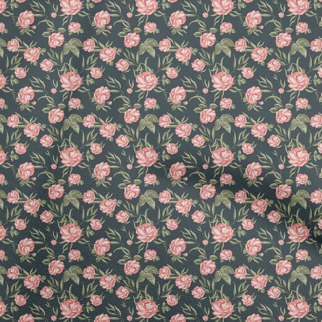 oneOone Velvet Blue Fabric Floral Sewing Material Print Fabric By The Yard 58 Inch Wide