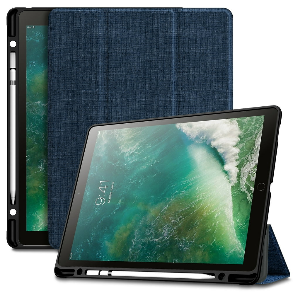 Infiland Stand Wake/Sleep Cover Case w/Builtin Apple Pencil Holder for