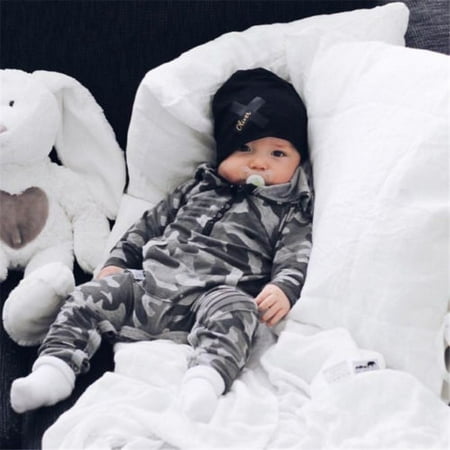 

Newborn Infant Baby Boy Romper Camouflage Hooded Jumpsuit Bodysuit Warm Clothes Outfit