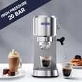 thumbnail image 3 of Laekerrt Espresso Machine 20 Bar Espresso Maker CMEP02 with Milk Frother Steamer, Home Expresso Coffee Machine for Cappuccino and Latte (Silver, Stainless Steel) Gift for Men, Coffee Lovers, 1350W, 3 of 8