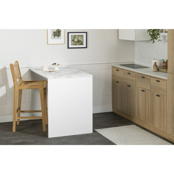South Shore Myro, Farmhouse Kitchen Island,  White