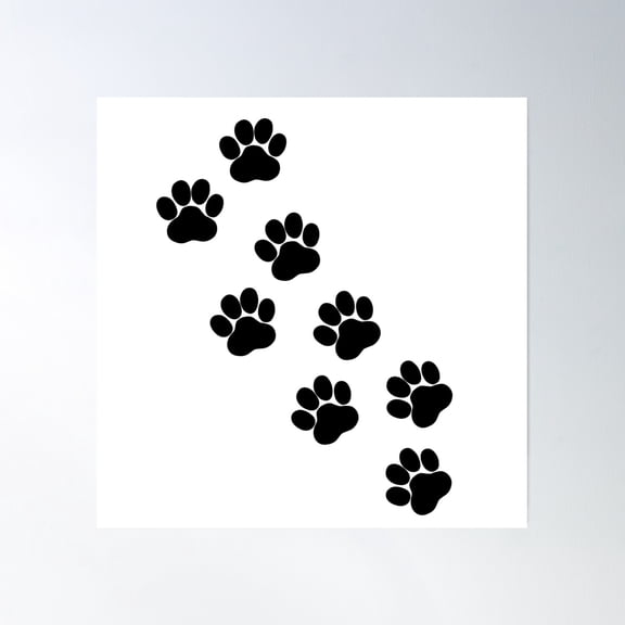 Paw Prints Poster Wall Art, Modern Wall Decor, 16x16 UNFRAMED