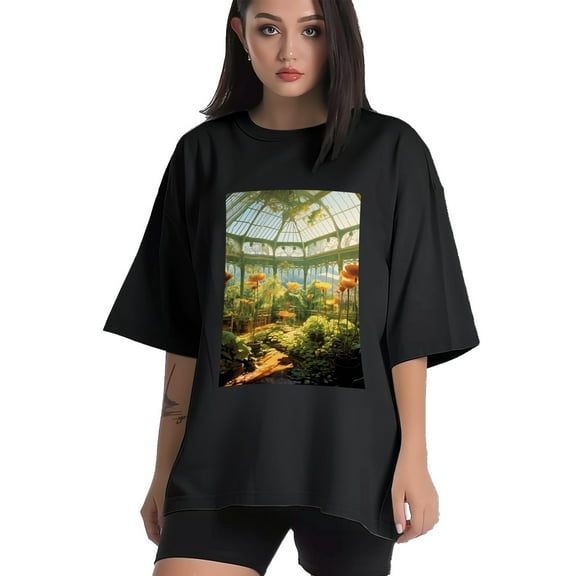 Plus Size Shirt for Women Black Tops for Women Short Sleeves Shirt for Women Flower Room T Shirt Crewneck Shirt for Women XS