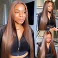 thumbnail image 4 of Dark Brown Straight Lace Front Wigs 13x4 Human Hair Lace Front Wigs for Black Women #4 Chocolate Brown Brazilian Remy Hair Lace Wig with Baby Hair, 4 of 7