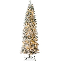 Best Choice Products 6ft Pre-Lit Artificial Snow Flocked Pencil Christmas Tree Holiday Decoration w/ 250 Lights