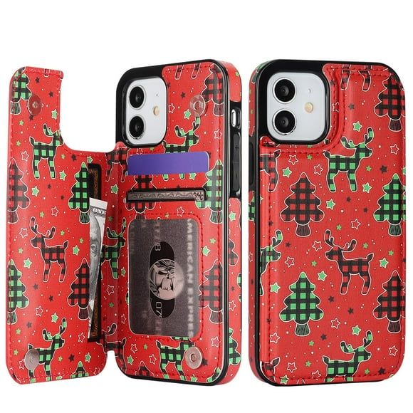 Funda HAOPINSH de piel sintética tipo cartera para iPhone 12 de 6.1 pulgadas