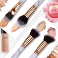 thumbnail image 4 of Juego de 10 brochas de maquillaje profesionales, mango de mármol, pelo sintético natural suave e inodoro, 10 brochas + 2 esponjas + bolsa de cosméticos esquí esquí Gafas de esquí, 4 of 5