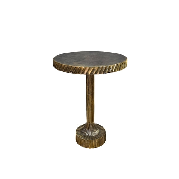 Carolina Luxe Pedestal Accent Table in Antique Gold