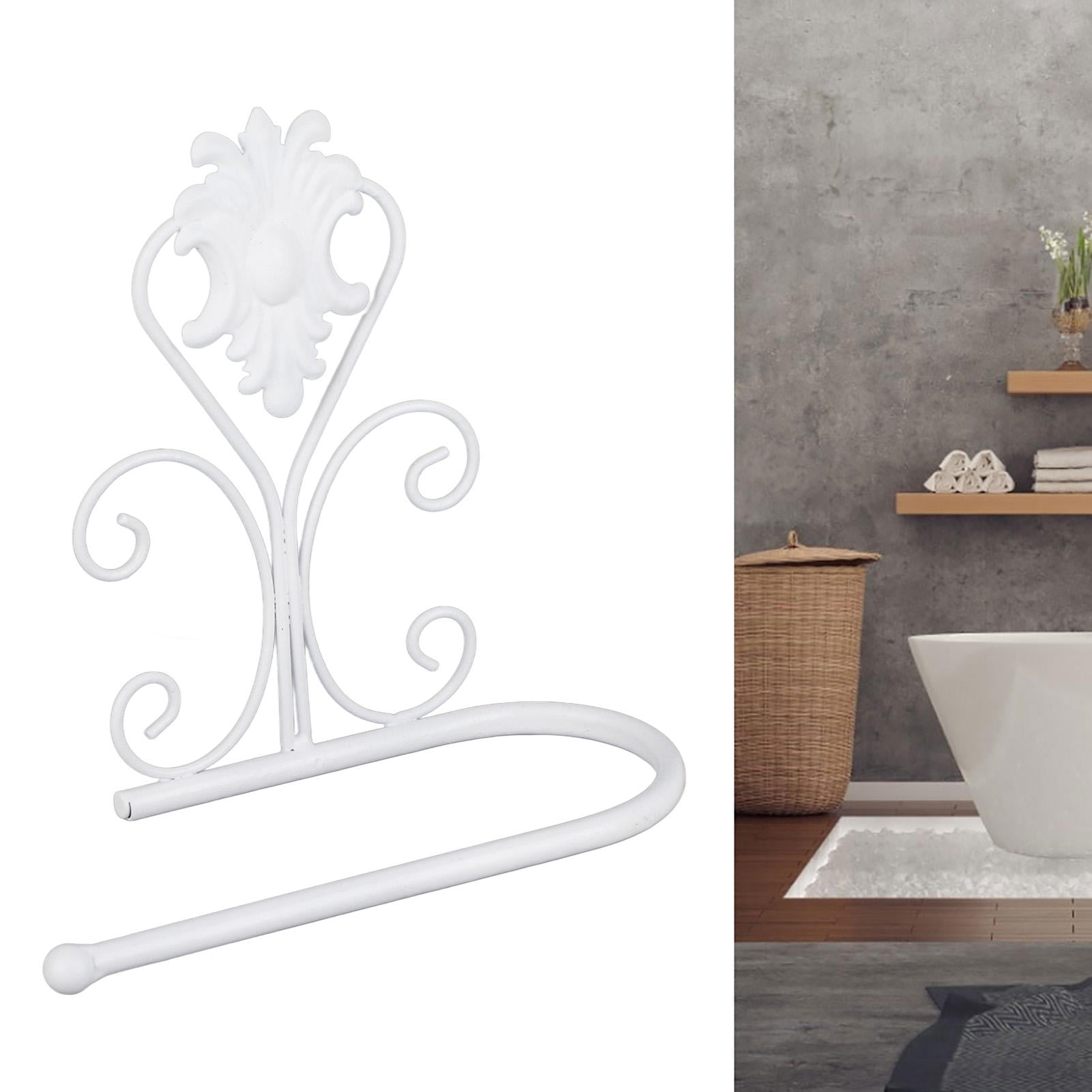 BIMZUC White Wall‑Mounted Paper Towel & Tissue Rack – 5.9"×7.9" Durable Metal Holder for Kitchen, Bathroom, Toilet