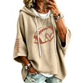 thumbnail image 4 of Oversized Football Sweatshirts for Women 3/4 Sleeve Hoodie Sweatshirts Trendy Fleece Graphic Hoodie Y2K Pullover Sweater Soft Game Day Mom Shirts Daily Travel Outfits, Beige L, 4 of 5