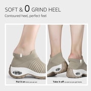 STQ Women's Walking Shoes Slip on Breathable Sneakers Taupe US 8