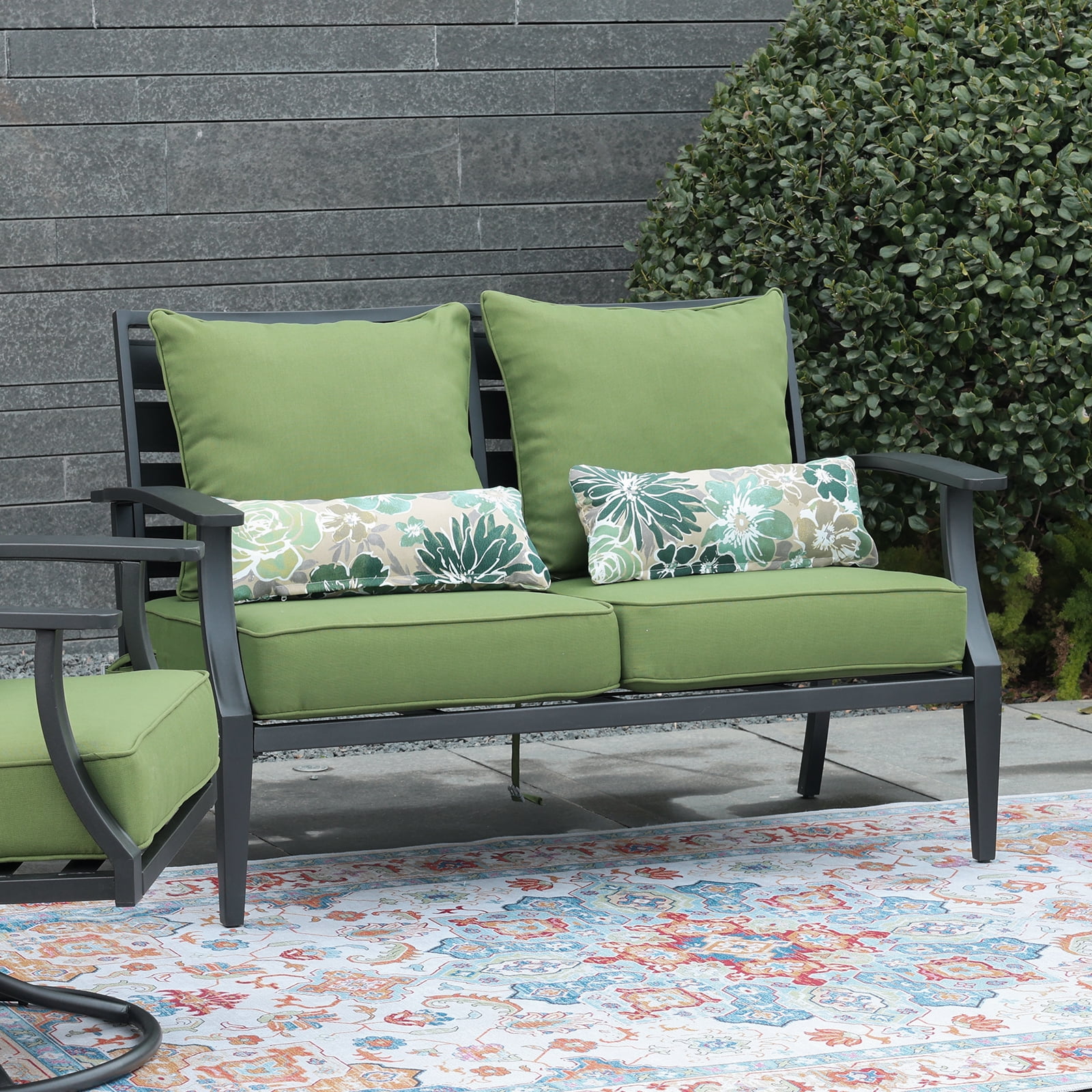 BPS 24x24x5 inch Outdoor Deep Seat Cushion, Water-Resistant Patio Furniture Cushions for Outdoor Chairs, Sofa, Couch, 2-Piece, Moss Green