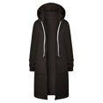 thumbnail image 5 of Luwomo Womens' Jackets Fall Winter Solid Color Drawstring Hooded Long Sleeve Zipper Loose Fit Coat with Pockets Tops Brown,L, 5 of 6