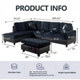 thumbnail image 4 of PonLiving Sectional Sofa, 3 Piece Living Room Couch with Storage Ottoman, Left Facing Chaise, Dark Blue, 4 of 7