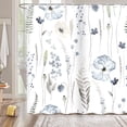 thumbnail image 1 of Cortina de ducha extra larga de 84 pulgadas de largo, juego de cortina de ducha con diseño floral azul aguamarina y verde para baño, tela de poliéster resistente al agua, lavable a máquina., 1 of 6