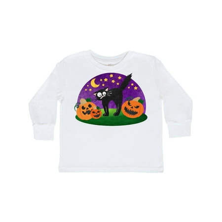 

Inktastic Halloween Pumpkins and Scared Black Cat Gift Toddler Boy or Toddler Girl Long Sleeve T-Shirt