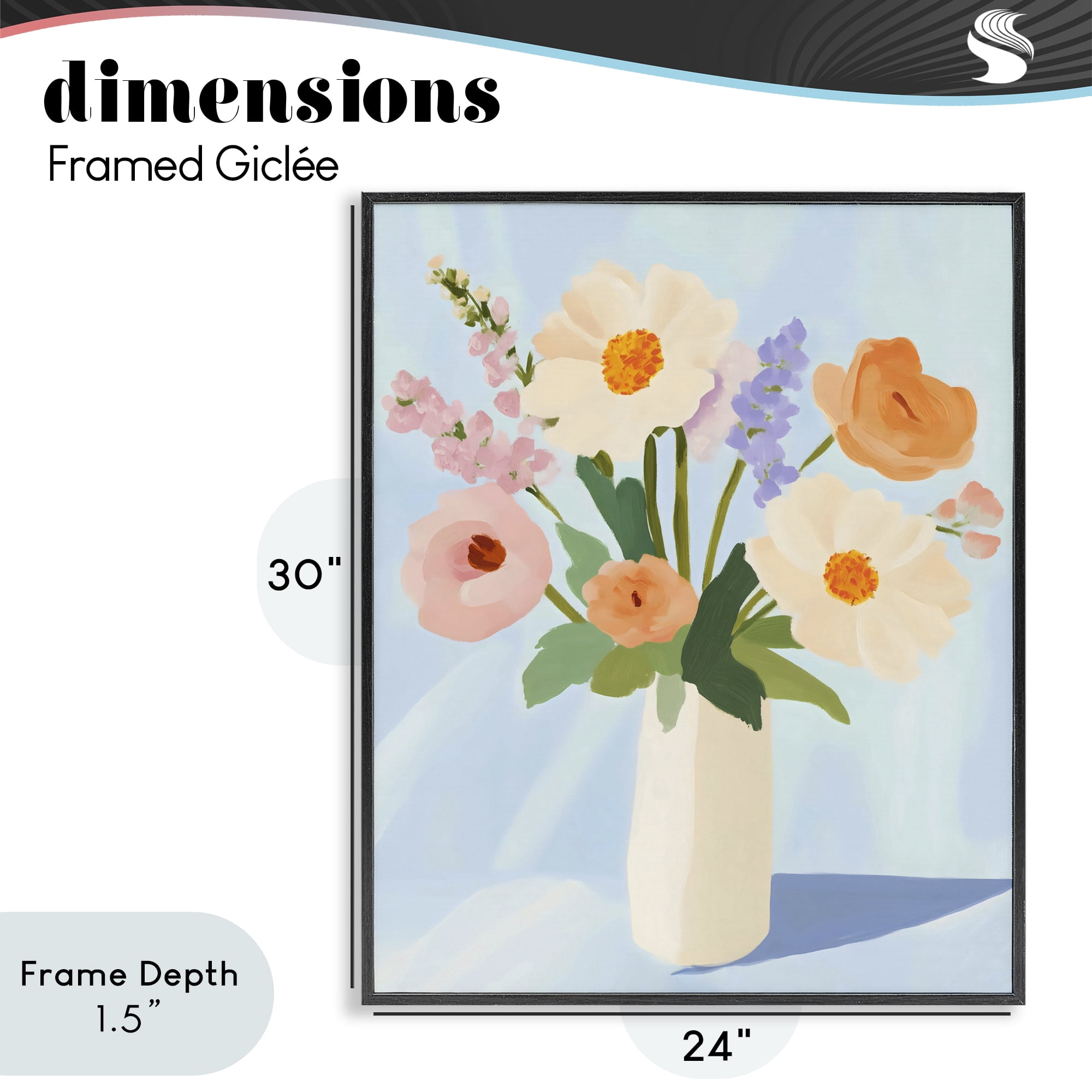 Stupell Industries Floral Bouquet in Sleek White Vase Black Framed Giclee Art, design by The Prints Vibe