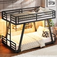 thumbnail image 3 of Leumius Twin XL over Twin XL Bunk Bed Frame with 2 Side Ladders, Metal Bunk Bed with Spdcial Support Leg Design and LED Light, Low Profile Bunk Bed for Teens Adults Black, 3 of 8