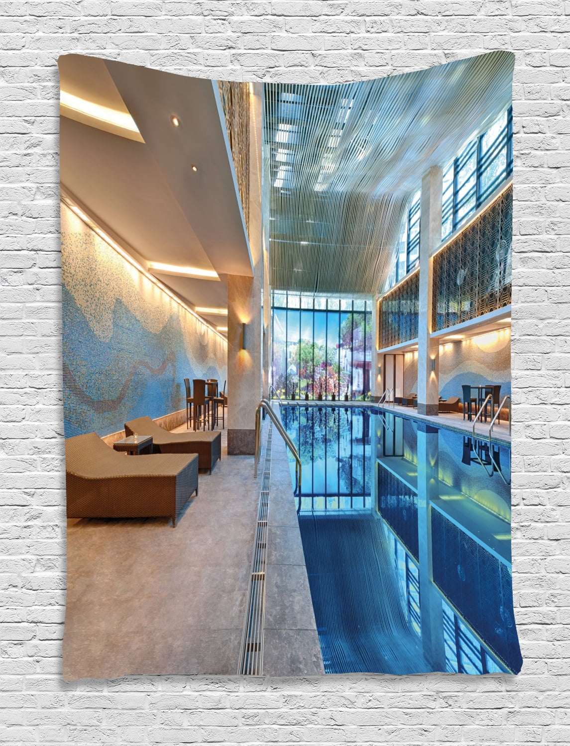Spa Decor Tapestry, Indoor Swimming Pool with Relaxing