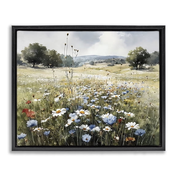 Stupell Industries Traditional Calm Meadow of Wildflowers Black Floating Frame Canvas Art, 21 x 17, by Franklyn Gregory