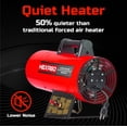 thumbnail image 7 of HEXAGO 40,000 BTU Contractor Portable Liquid Propane Gas LGP Forced Air Heater, CSA Listed, Red, Heating up to 1,000 sqft, 7 of 7