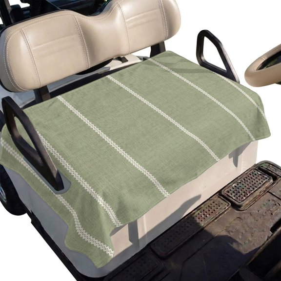 Golf Cart Seat Cover Sage Green Linen Stripes Club Car Golf Cart Seat Covers Soft Absorbent Golfcart Towel Farmhouse Striped Woven Lines Golf Seat Covers for Cart Fits 2 & 4 Passenger 51"x31"