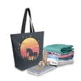 thumbnail image 2 of FORMRS Womens Canvas Tote Bag with Zipper Inner Pocket Shoulder Handbag, Sunset Star Pattern, 2 of 7