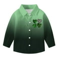 thumbnail image 4 of Hxshgdsn Boys Girls St. Patricks Day Shirts Kids Button Down Long Sleeve Blouse Trendy Gradient Color Soft Tops Army Green J 15-16 Years, 4 of 7