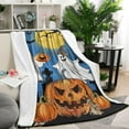 thumbnail image 2 of Throw Blanket Gifts for Women Men, Halloween Pumphkin Scary Flannel Fleece Blanket for Home Decor, Halloween Birthday Gifts for Friends Family, 60"X50", 2 of 5