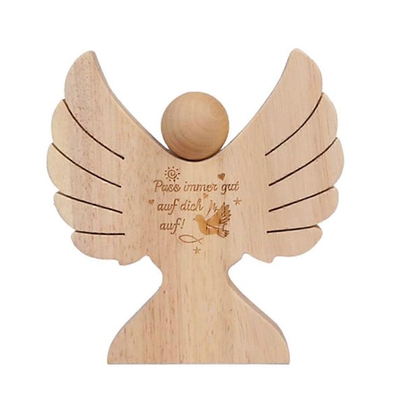 Wooden Angel with Engraving for Communion Boys Wooden Gift Money Gift