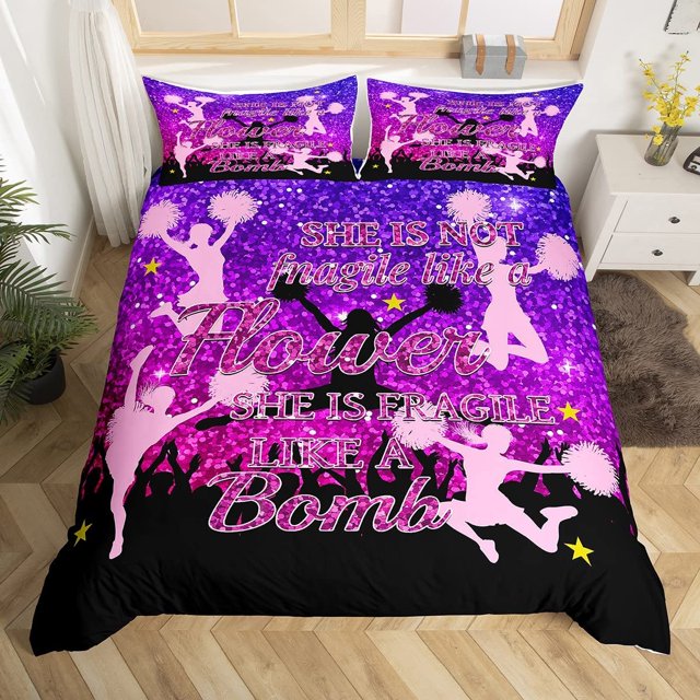 Juego de Funda Nórdica Tamaño Twin,Juego de Cama Cheer Team 2pcs para Niños Adolescentes Niñas