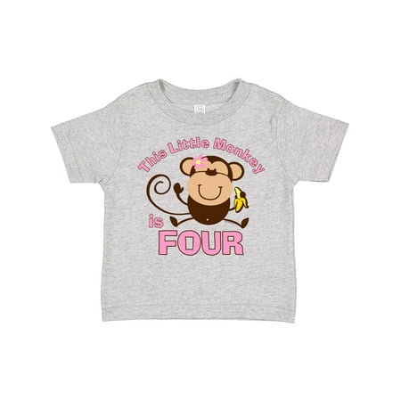 

Inktastic Little Monkey Girl 4th Birthday Gift Toddler Toddler Girl T-Shirt