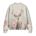 thumbnail image 5 of DISNIMO Deer Floral Printed Sweatshirts for Women V Neck Jackets Coat Long Sleeve Outwear Zip Up Sweatshirts for Fall Winter, M, 5 of 7