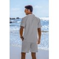 thumbnail image 4 of COOFANDY Men's Beach Sets Short Sleeve Button Up Cuban Collar Shirt and Shorts, 4 of 6