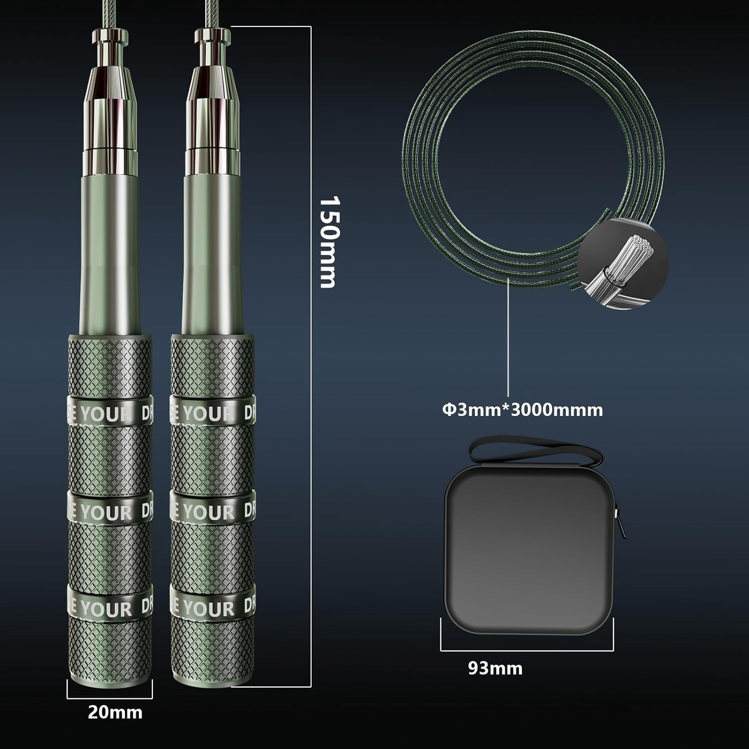 Retractable Jump Rope - No Tool Adjustable, Fits in Pocket, -Free Steel  for Travel & Gym