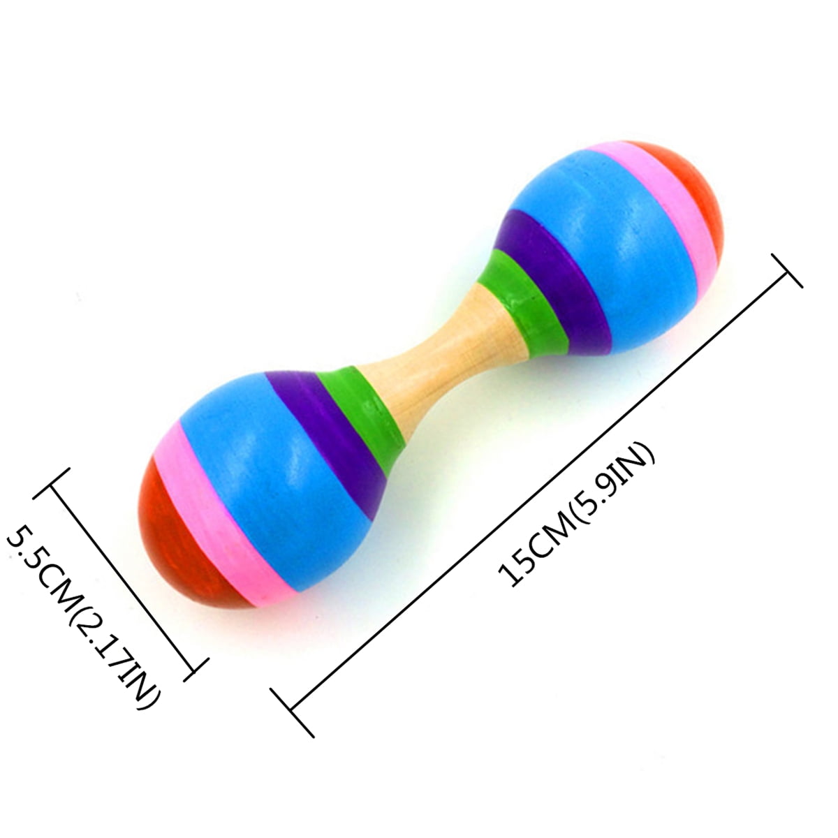 12pcs Baby Children Wooden Maracas Rattle Musical Instrument Shaker Toy Colorful 