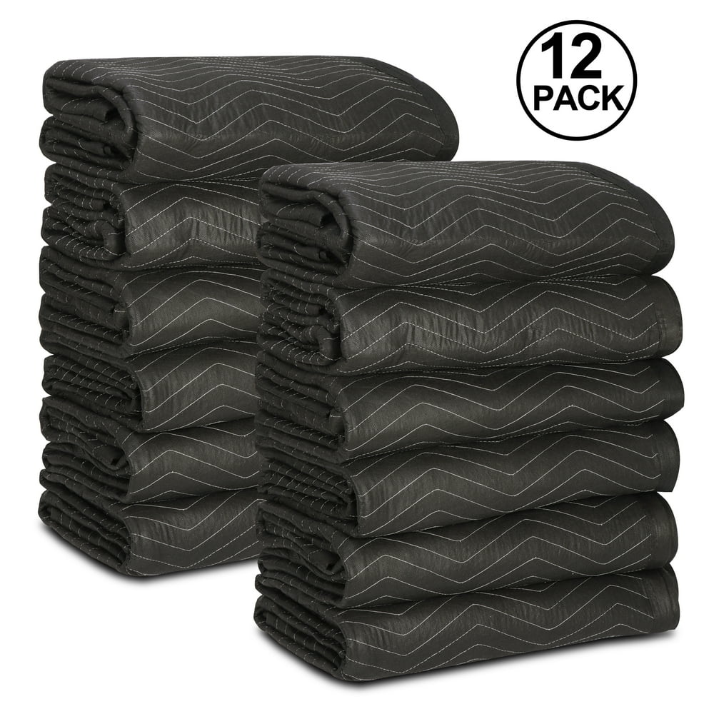 12 Packs One Dozen Heavy Moving Blankets Sizes 79 x 72", 65lbs Pro