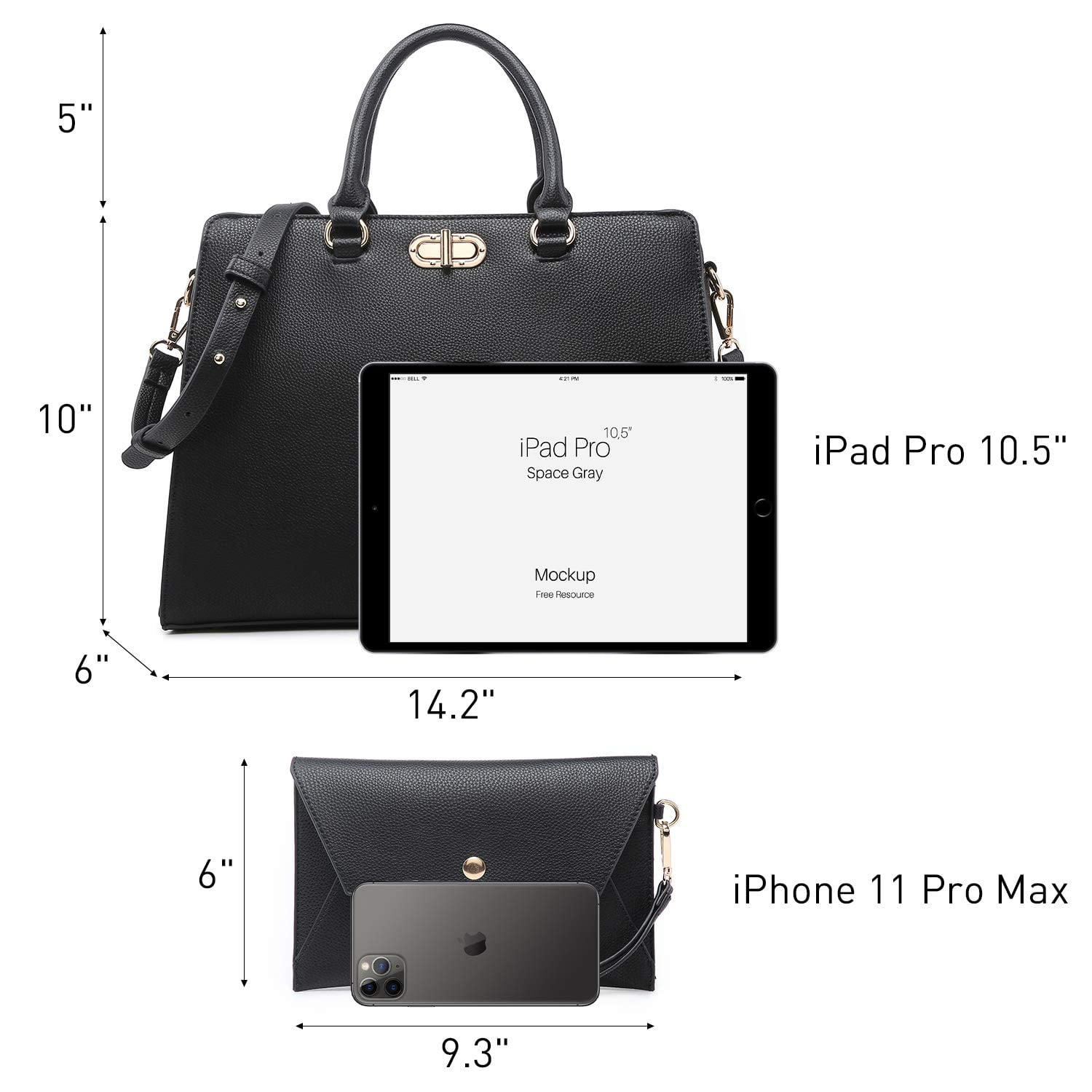 Dasein Women Handbags Fashion Satchel Purses Top Handle Tote Work Bags Shoulder Bags with Matching Clutch