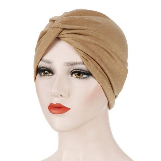 MIASHUI Women's Fashion Solid Color Head Wrap Cap for Modesty and Style, Elastic Fit for Comfort, Suitable for Daily Use and Special Occasions Khaki