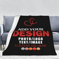 Personalized Thickened Blanket Custom Photo Text Ultra-Soft Throw Blanket Design Memorial Flannel Blanket Gift for Home Wedding Birthday Christmas Valentines (50"x60")