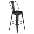 thumbnail image 2 of BizChair Commercial Grade 30" High Black Metal Indoor-Outdoor Bar Height Stool with Removable Back and Black All-Weather Poly Resin Seat, 2 of 13