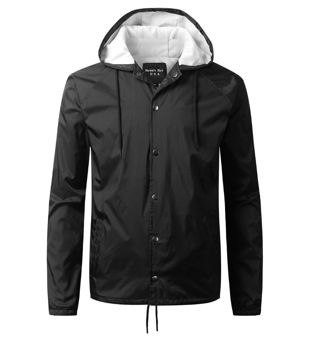 Hawks Bay Men's Active Hooded Windbreaker 100 Nylon 3 Pockets Snap