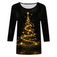 thumbnail image 4 of TTUHYWXI Christmas Shirts for Women Cute 3/4 Length Sleeve Tops Dressy Casual Crewneck Sweatshirts Ugly Xmas Sweater Blouses (Black, M), 4 of 4