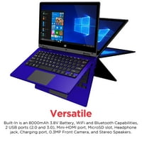 Ematic 11.6" Laptop, Touchscreen, 2-in-1, Windows 10, Intel Atom Quad-Core Processor, 2GB RAM, 32GB Flash Storage (EWT117)