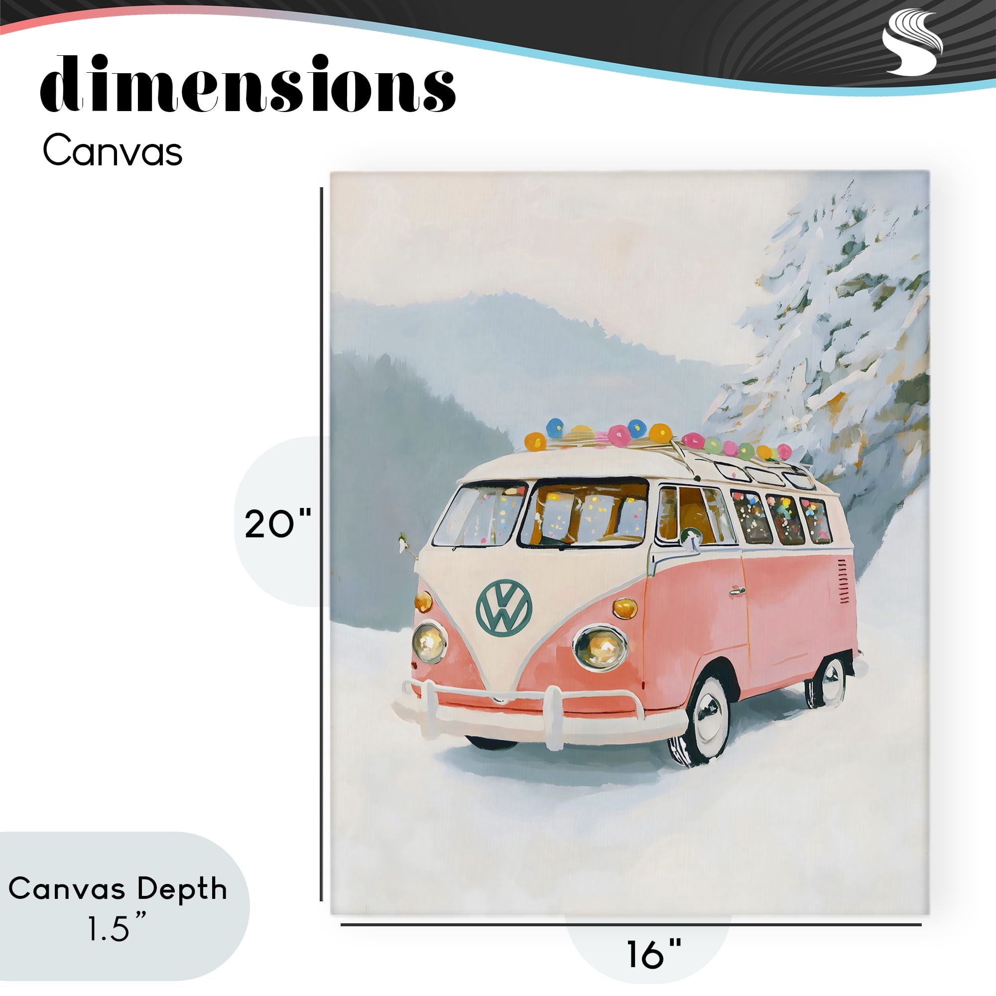 Stupell Industries Pink Christmas Van in Snow Canvas Wall Art, design by The Prints Vibe