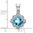 thumbnail image 4 of Avariah 14k White Gold Blue Topaz and Diamond Scalloped Pendant - 20mm, 4 of 5