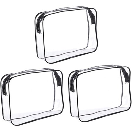 3pcs Pvc Cosmetic Bag Travel Makeup Bags for Women Cosmetic Bag Clear Toiletry Bag Clear Makeup Pouch Pvc Toiletry Bag Makeup Kits for Women Transparent Makeup Bag Black