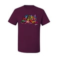 thumbnail image 2 of Wild Bobby, Colorful Rainbow Cat Animal Lover Men's Graphic T-Shirt, Maroon, Medium, 2 of 3