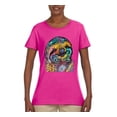 thumbnail image 3 of Funny Neon Sloth | Dean Russo Art Animal Lover Womens T-Shirt, Fuschia, S, 3 of 5