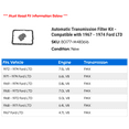thumbnail image 2 of Automatic Transmission Filter Kit - Compatible with 1967 - 1974 Ford LTD 1968 1969 1970 1971 1972 1973, 2 of 2